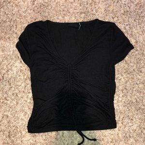 Black Front Cinch Crop Top
